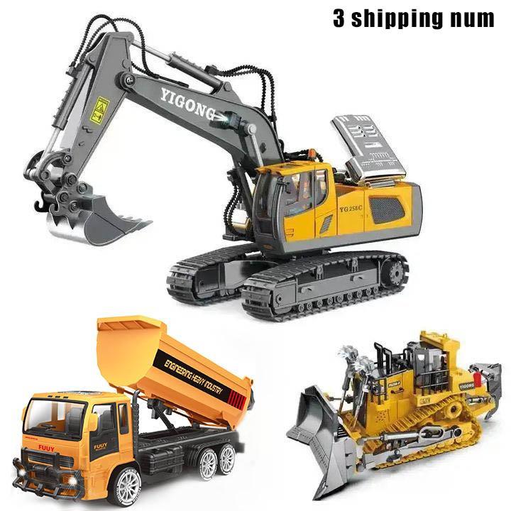 Black Friday RC Construction Truck, 2.4G High Tech 11-Channels Remote Control Excavator Dump Truck Bulldozer Alloy Plastic Engineering Vehicle Electronic Toy Set, Christmas Gift