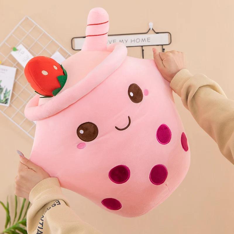 Cute Boba Tea Plush Stuffed Bubble Tea Plushie Cartoon Soft Ice-Cream Milk Tea Cup Home Hugging Gift for Kids