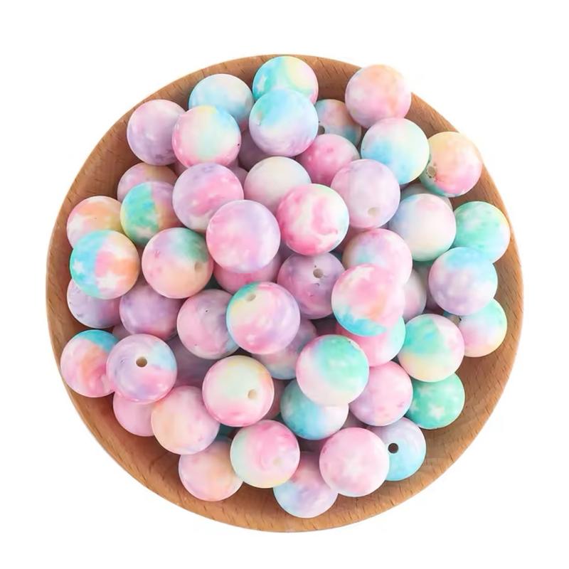 Cotton Candy Printed 15mm Silicone Bead Set of 3