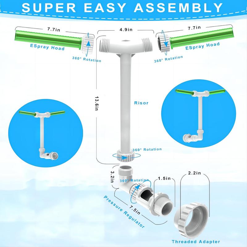 Pool Fountain for above and In-Ground Pools, Adjustable Dual Spray Waterfall Sprinkler Cooler for Pool, Swimming Pool Spa Water Fountain, High-Pressure Pool Spray Fountain