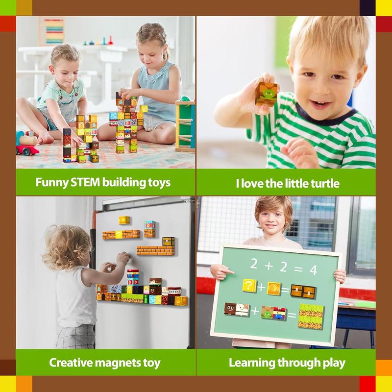 Magnetic Blocks - Magnetic Tiles Cubes Building STEM Toys, Creative Christmas Birthday Gifts for Toddler