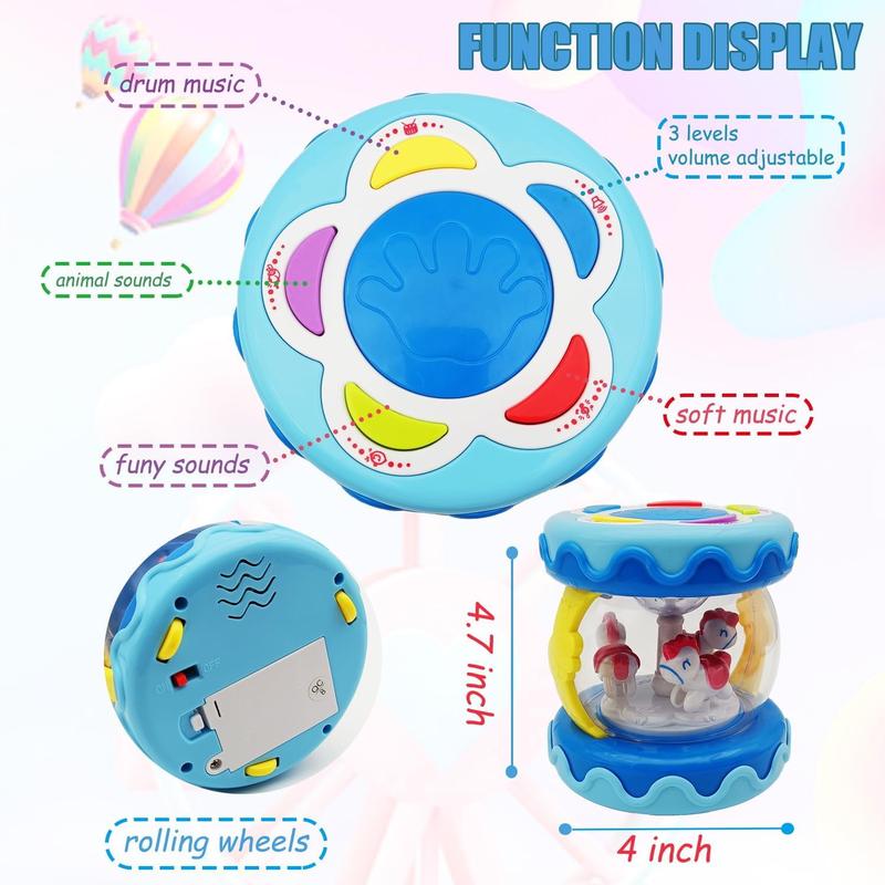 Musical Toys Light Up Musical Drum Toys for Kids, 360 Degree Rotating Projector Toy Birthday Christmas Gifts