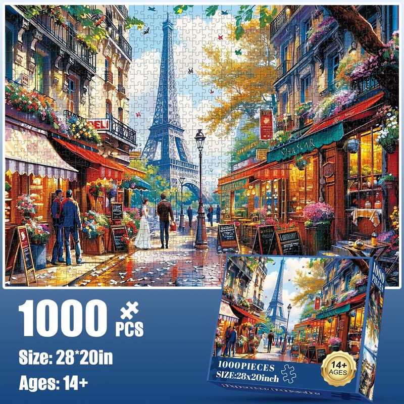 1000 Pieces Puzzle for Adults - Charming Paris Puzzle for Adults Children - Recycled Paper Jigsaw Puzzle 1000 Pieces - Fun and Challenging Family Game Great Gift Idea, Finished Size is 28 * 20 in