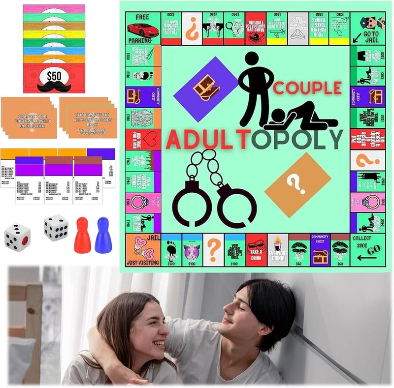 Adultopoly Board Games, Couple Games Card Board Game Props, Adultopoly Couple Game Card Board Game,Couple Adultopoly Board Game, Birthday Date Night Gifts for Husband Wife