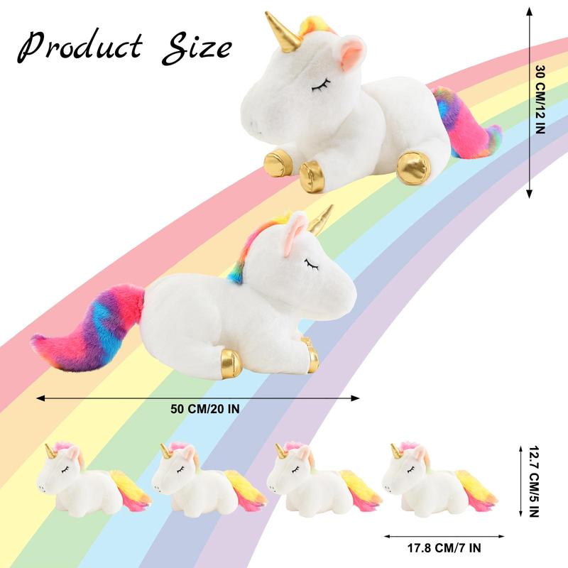 Colorful Unicorn Design Plush Toy, Cute Stuffed Animal Toy with 4pcs Baby Plush Unicorns in Her Tummy, Suitable for Birthday Gift