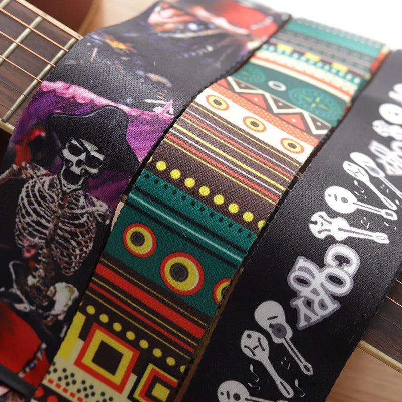 Fashion Retro Ethnic Style Guitar Strap Adjustable Leather Strap for Folk Guitar Electric Guitar Bass Ukulele Guitar Accessories