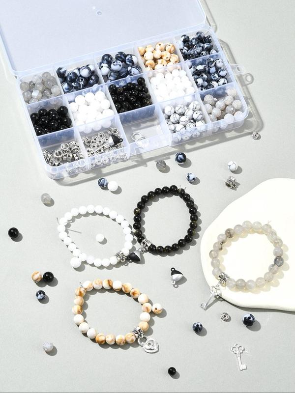 Mixed Color Heart Design Beads & Jewelry Making Kit, DIY Beaded Making Kit, Fashion Accessories for Bracelet & Necklace Making