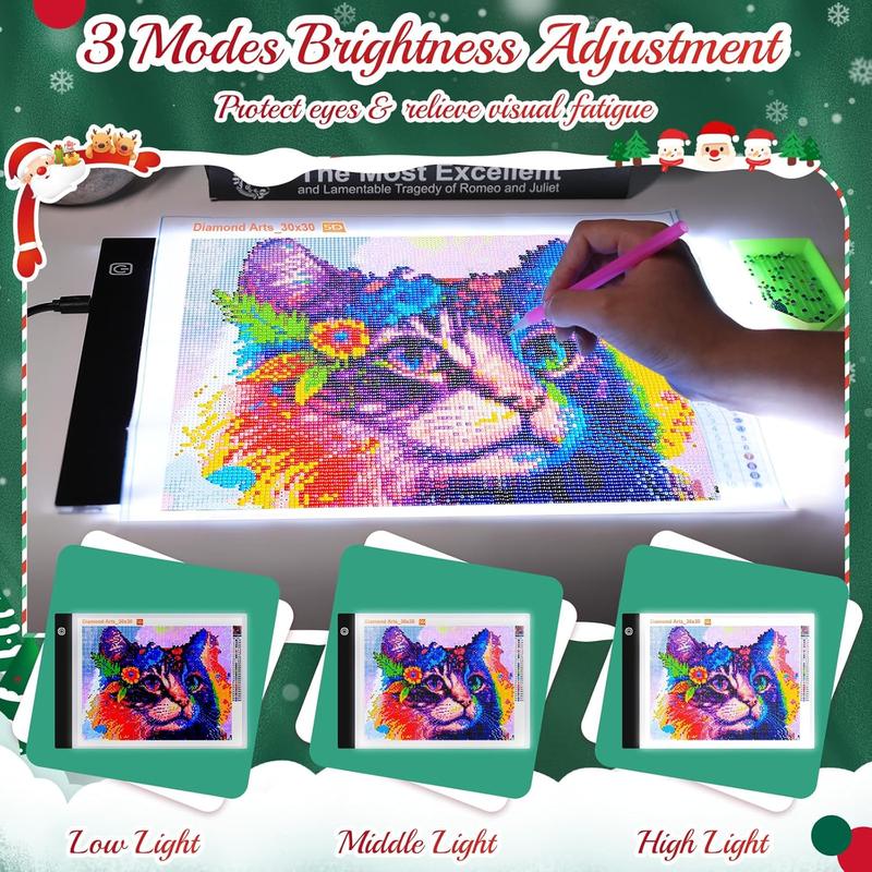 Light Board for  Art Kits for Adults: Light Pad for Dimond Art Paintings Accessories, Light Table for Sketching, Weeding Vinyl, Drawing, Art Supplies Christmas Gifts Decoration