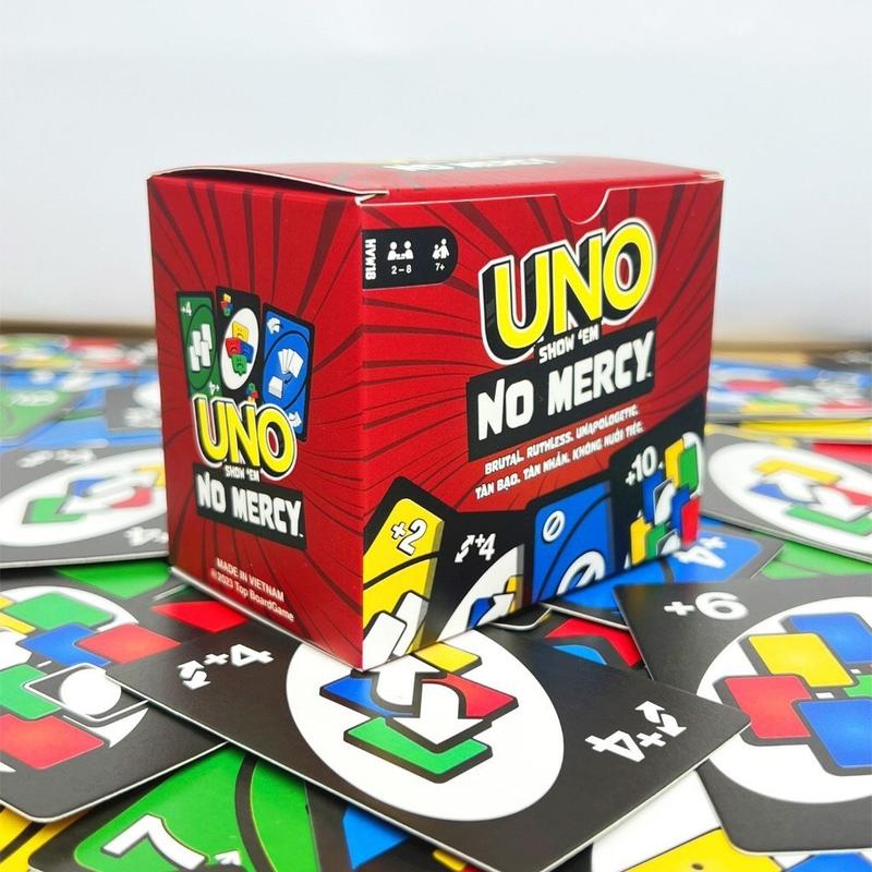 UNO SHOW EM NO MERCY Card Game with Additional Cards and Intense Gameplay (210 Cards)