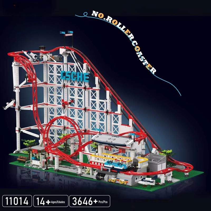 TOYSLINE-Technical Roller Coaster Building Block The Motorized Roller Coaster Model Set 11014 Compatible Brick Toys Christmas Gifts for Kids and Adults