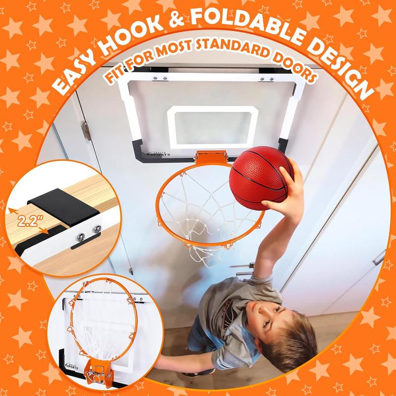 Indoor Mini Basketball Hoop for Kids and Adults - Over The Door Basketball Hoop with Balls, Mini Hoop for Door Wall Office Bedroom, Basketball Toys for Boys Girls Teens