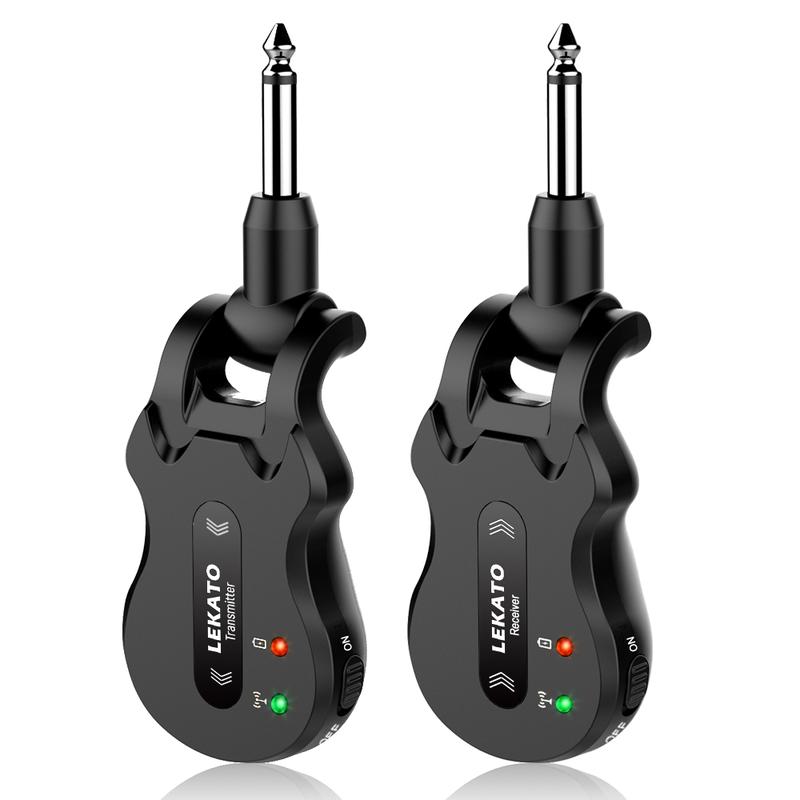 LEKATO WS-50 Wireless Guitar System 5.8G 4 Channels, Rechargeable Wireless Guitar Transmitter Receiver, Audio Wireless Transmitter Receiver, 100m Transmission Range for Electric Guitar Bass, Music Lovers Boys Girls Friends Gift