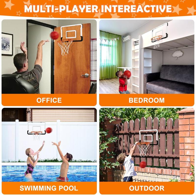 Indoor Mini Basketball Hoop for Kids and Adults - Over The Door Basketball Hoop with Balls, Mini Hoop for Door Wall Office Bedroom, Basketball Toys for Boys Girls Teens