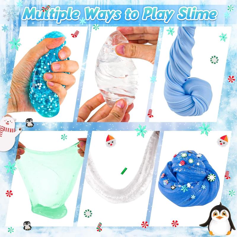 6 Packs Snow Slime Kit for Kids with Slime Add-ins, Slime Kit for Girls & Boys Birthday Christmas Easter Favors halloween new year gifts for kids