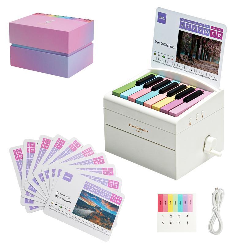 Piano Calendar 2025,Desk Calendar,Rechargeable Mini Piano With 52 Music Scores in 27 Cards,Christmas Gift,Creative Gift,Birthday Gifts,Gift for Family and Friends