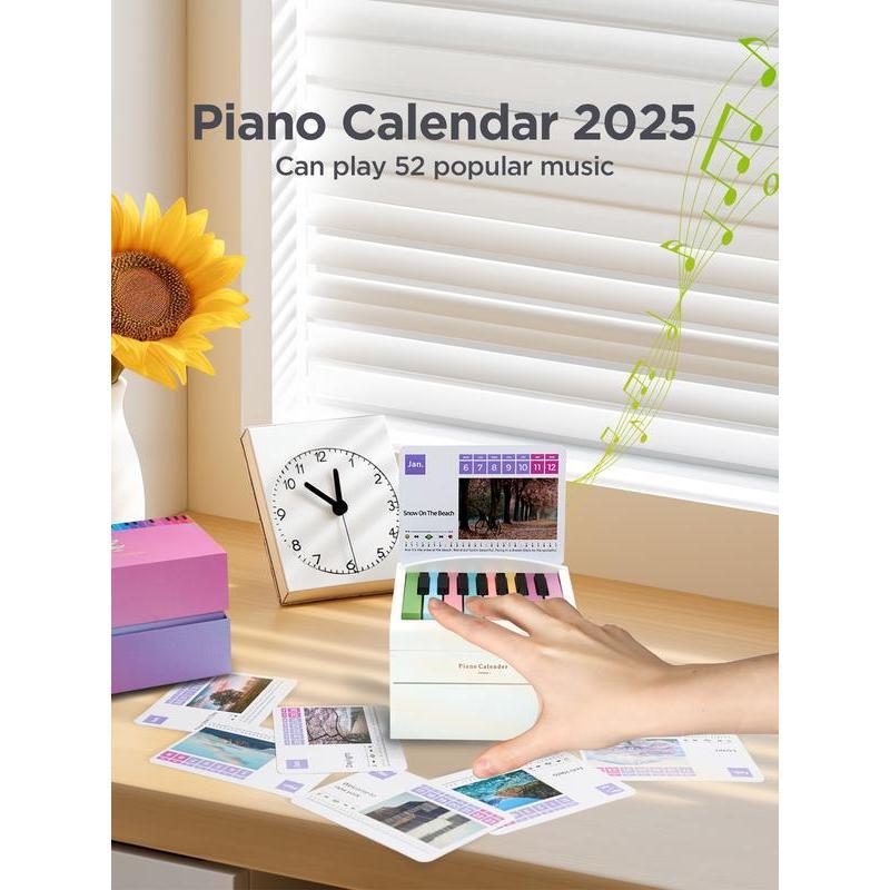 Piano Calendar 2025,Desk Calendar,Rechargeable Mini Piano With 52 Music Scores in 27 Cards,Christmas Gift,Creative Gift,Birthday Gifts,Gift for Family and Friends