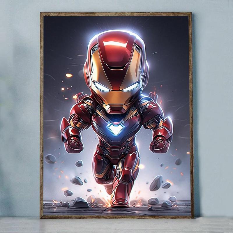 Cartoon Iron Man Pattern DIY Diamond Arts Colorful Painting Kit without Frame, DIY 5D Diamond Arts Colorful Painting for Home Bedroom Wall Decor