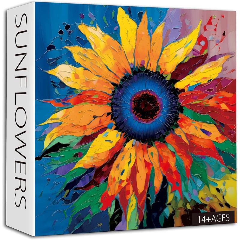 PICKFORU Sunflower Puzzles for Adults 1000 Pieces, Colorful Gradient Flower Puzzle, Fine Art Jigsaw Puzzles 1000 Pieces Painting, Sunflower Floral Puzzle as Sunflower Decor