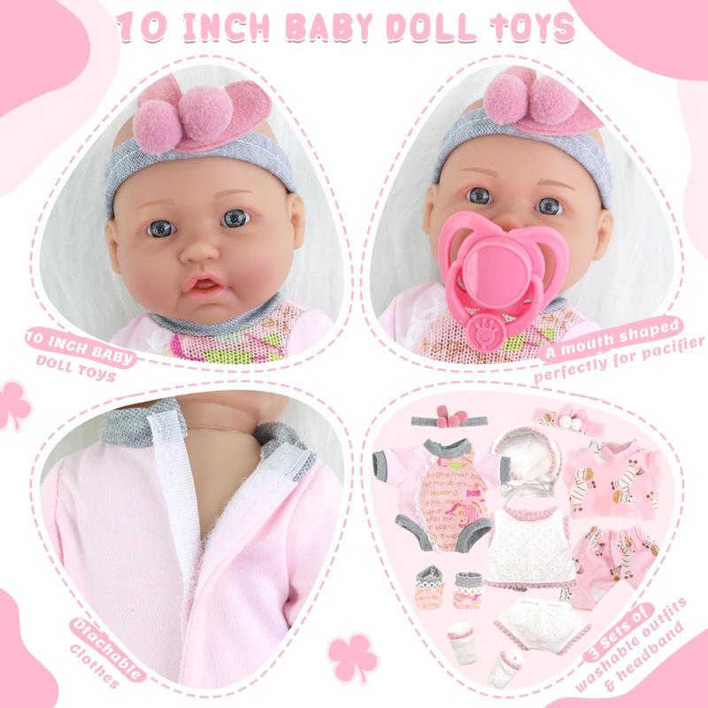 10 Inch Baby Doll with Doll Clothes and Accessories Set, Gift Set with 10