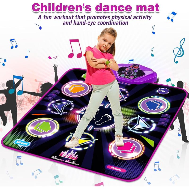 Dance Mat for Kids, Adjustable Volume, Built-in Music, 5 Game Modes, Dancing Game Pad for 3 4 5 6 7 8+ Year Old Girls Boys, Dance Toys Gifts, Perfect Xmas Birthday Gift