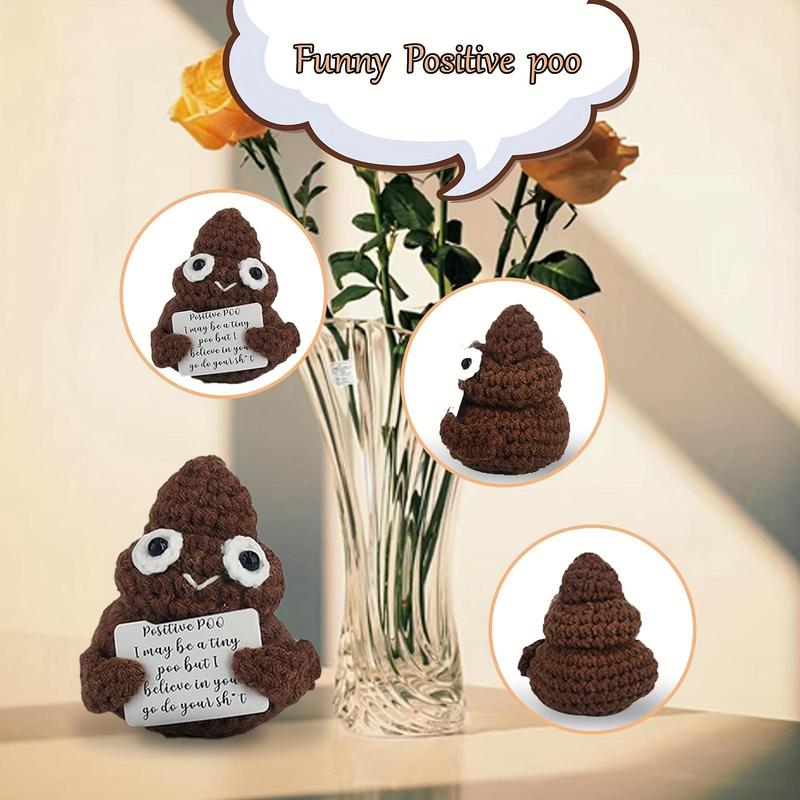 Cute Poop Design Knit Embroidery Ornament with Card, 1 Count Funny Gift for Friends, Home Decor Supplies for Living Room & Bedroom