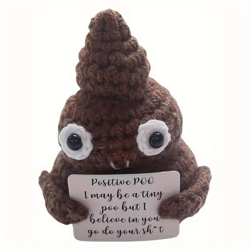 Cute Poop Design Knit Embroidery Ornament with Card, 1 Count Funny Gift for Friends, Home Decor Supplies for Living Room & Bedroom