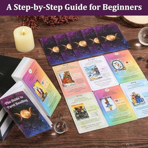 Tarot Cards for Beginners with Guide Book, Classic Tarot Cards with Meanings on Them, Tarot Decks for Tarot Learners