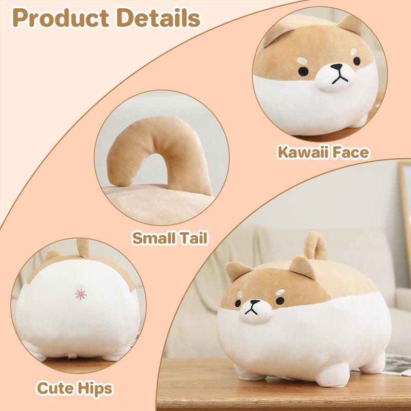 Stuffed Animal Shiba Inu Plush Toy with 4 Baby , Soft Anime Kawaii Animal Pillow,Stuffed Cotton Plush Animal Toy Gift for Kids