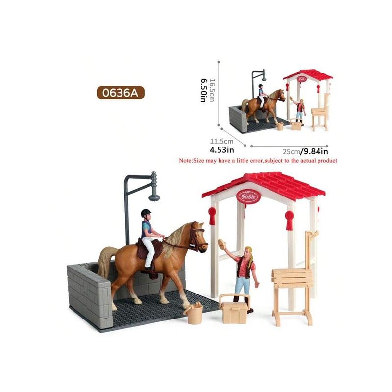 Christmas Decoration Farm Ranch Toys Stable Doll Playset Horse Club With Rider Stable Enclosure Horseback Riding Doll Animal Playset Gifts For Girls And Boys Christmas Day Gifts Children's Play House Toys