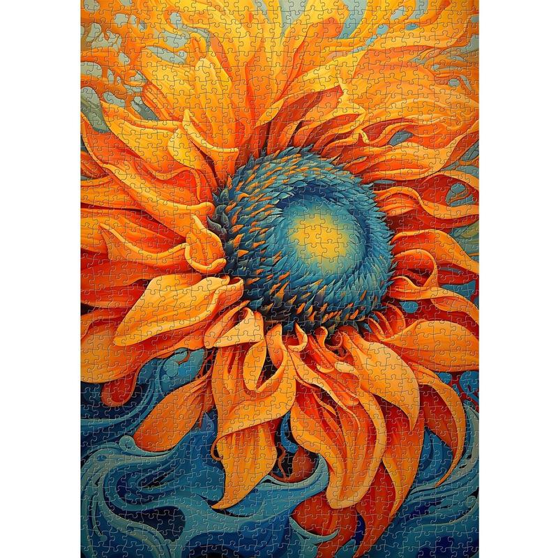 PICKFORU Sunflower Puzzles for Adults 1000 Pieces, Colorful Gradient Flower Puzzle, Fine Art Jigsaw Puzzles 1000 Pieces Painting, Sunflower Floral Puzzle as Sunflower Decor