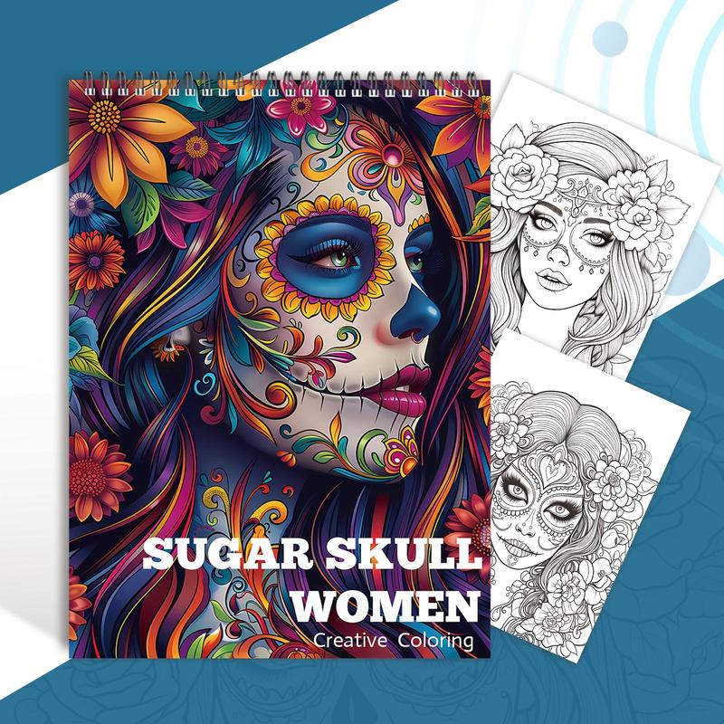 Sugar Skull Coloring Painting, Cool Color Style, Perfect for New Year's Birthday Christmas and Other Holiday Parties