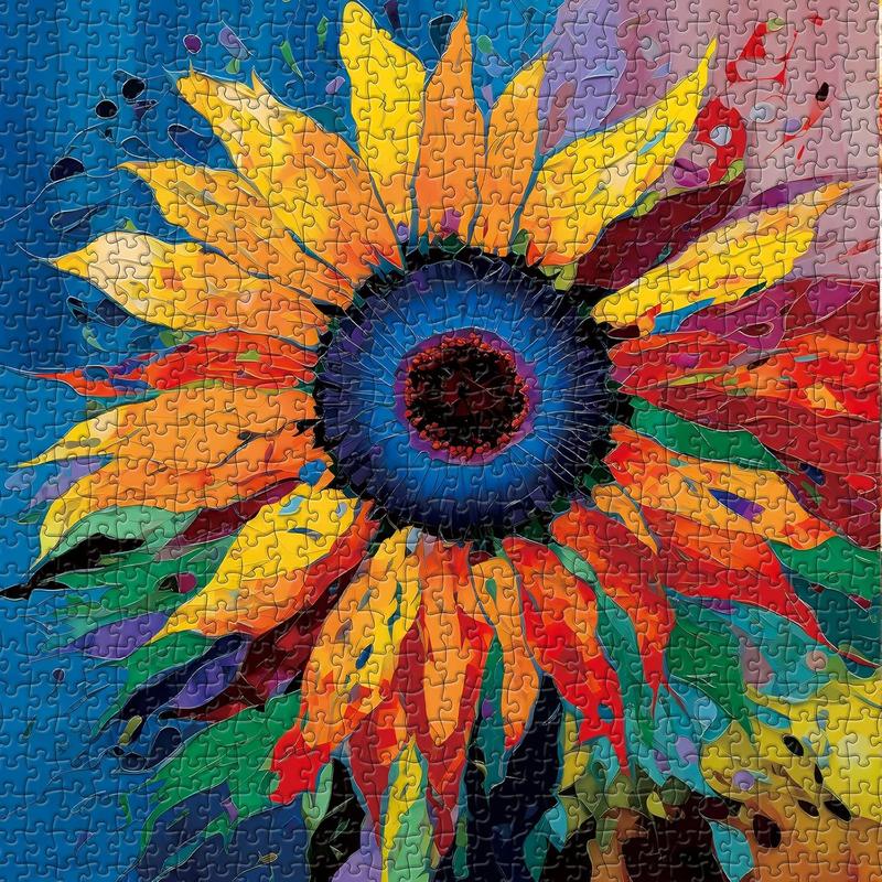 PICKFORU Sunflower Puzzles for Adults 1000 Pieces, Colorful Gradient Flower Puzzle, Fine Art Jigsaw Puzzles 1000 Pieces Painting, Sunflower Floral Puzzle as Sunflower Decor