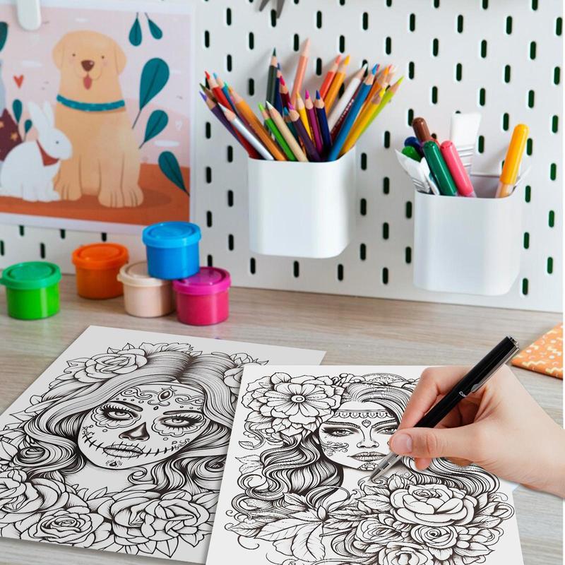 Sugar Skull Coloring Painting, Cool Color Style, Perfect for New Year's Birthday Christmas and Other Holiday Parties