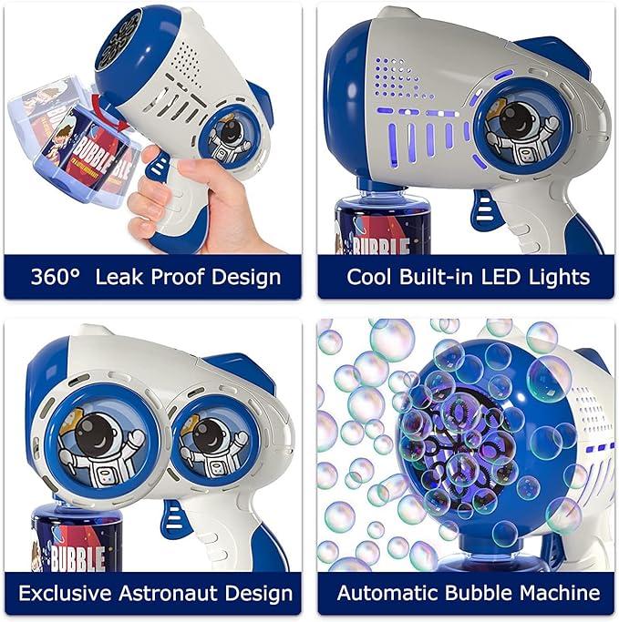 2 Bubble Toy - Light Up Bubble Machine with 8-Hole Blower and 4 Refill Packs. Enjoy hours of fun with this automatic bubble maker