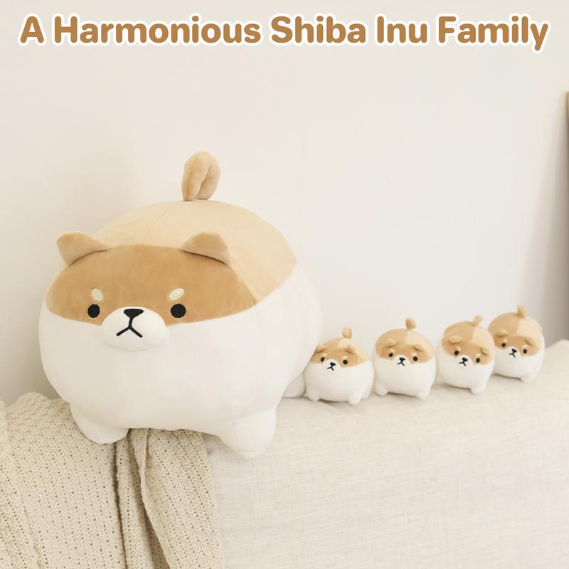 Stuffed Animal Shiba Inu Plush Toy with 4 Baby , Soft Anime Kawaii Animal Pillow,Stuffed Cotton Plush Animal Toy Gift for Kids