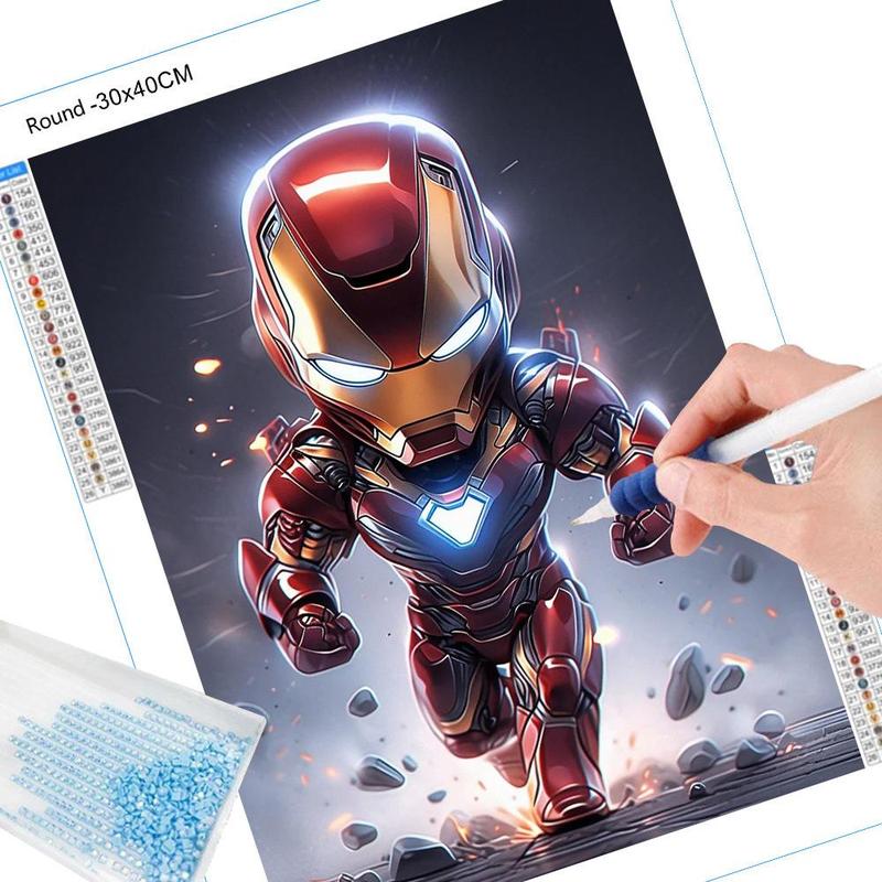 Cartoon Iron Man Pattern DIY Diamond Arts Colorful Painting Kit without Frame, DIY 5D Diamond Arts Colorful Painting for Home Bedroom Wall Decor