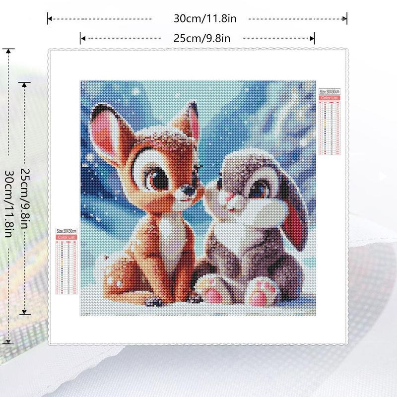 DIY Diamond Arts Colorful Painting Kit without Frame, Bambi & Rabbit Pattern Diamond Arts Crafts, Handmade Wall Art Ornaments