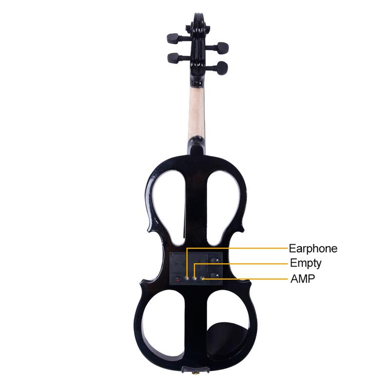 VINCIGO 4 4 Electric Silent Violin, Wood Violin with Case Bow Rosin Headphone Connecting Line V-0 Black Beginner Kit for Adults Teens