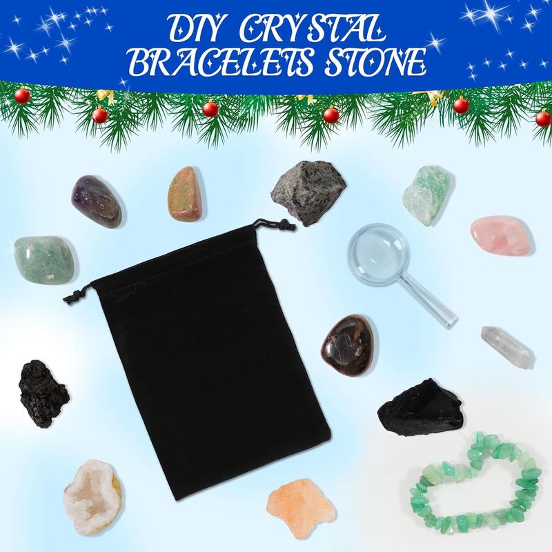 Crystal Advent Calendar 2024 Rock Minerals & Fossils Collection 24 Day Christmas Countdown Calendars for Kids Adult