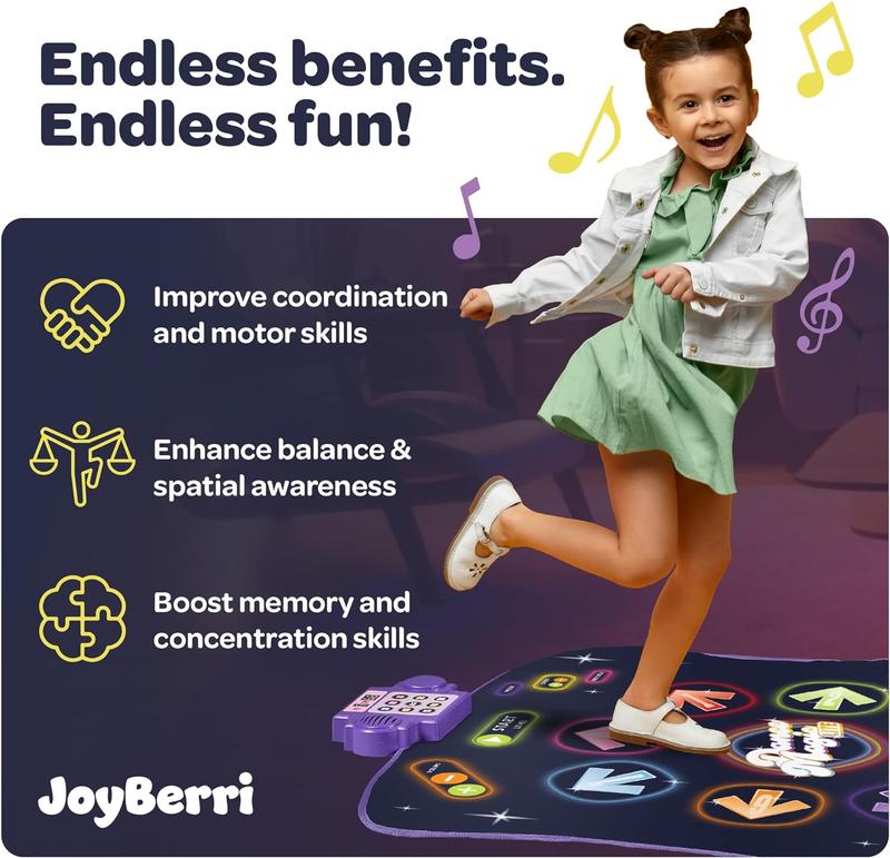 Dance Mat - with 8 Levels & Songs, 3 Speeds and 2 Modes - Light Up Electronic Kids Dance Mat for Kids Ages 4-8, 8-12, Toddlers 3-5   Dance Pad, Dancing Mat Toy Gift for Girls and Boys