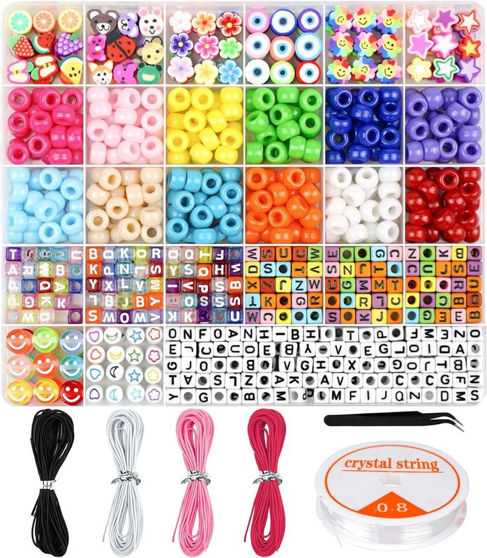 Bracelet Making Kit, Beads for Bracelets Making Pony Beads Polymer Clay Beads Smile Face Beads Letter Beads for Jewelry Making