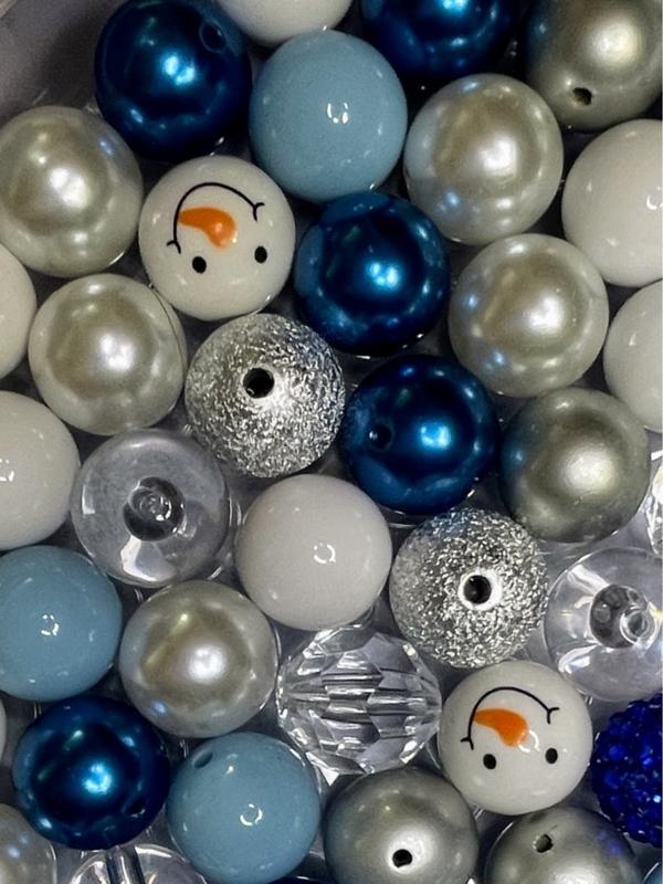 Snow man Mix - 20mm Bubble Gum Bead Mixes, Chunky Bead Mixes