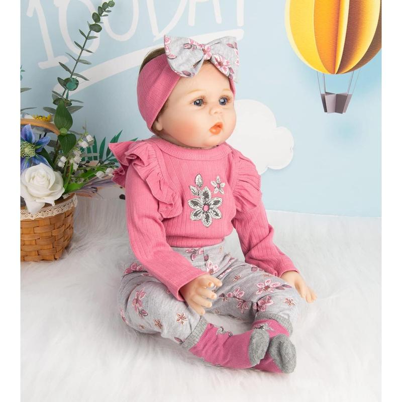 Reborn Doll Clothes and Accessories Long Sleeve Knitted Top 4pcs Suit Reborn Baby Doll Clothes 20-22 inch Girl Outfits