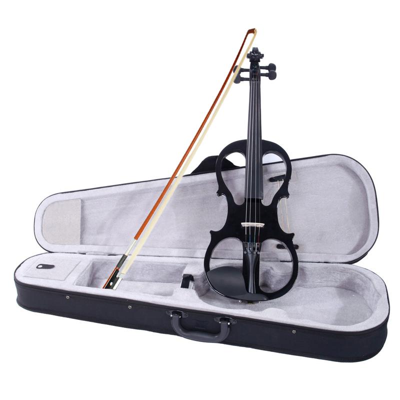 VINCIGO 4 4 Electric Silent Violin, Wood Violin with Case Bow Rosin Headphone Connecting Line V-0 Black Beginner Kit for Adults Teens