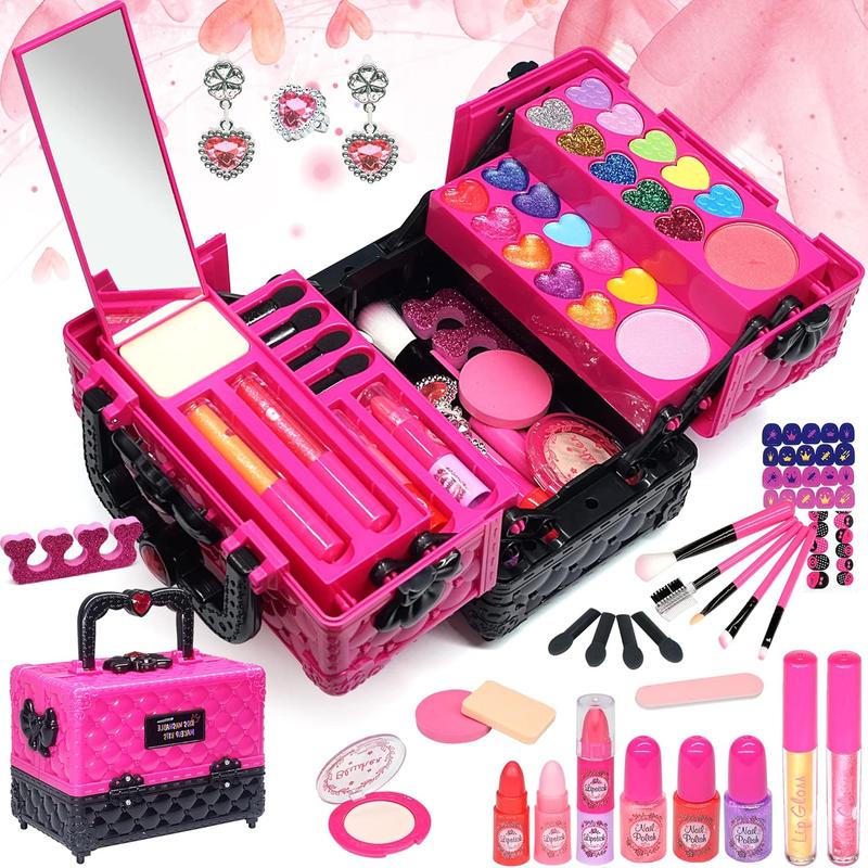 Christmas Makeup Kit for Girl - Makeup Kit Toys for Girls Washable Real Make-up Kit Toy for Little Girls, Toddler Make up & Non-Toxic Cosmetic Set