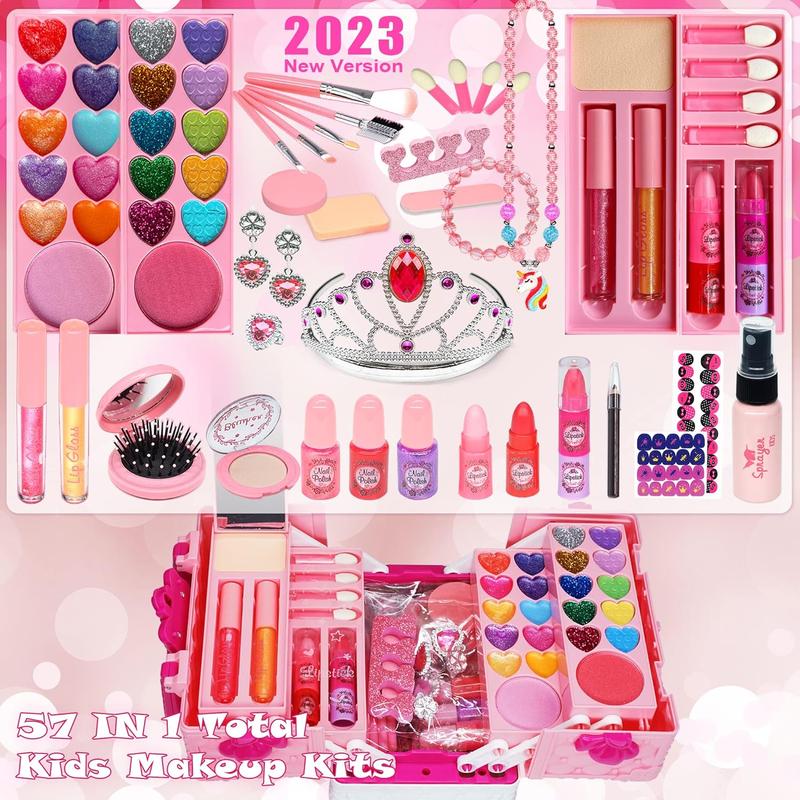 Christmas Makeup Kit for Girl - Makeup Kit Toys for Girls Washable Real Make-up Kit Toy for Little Girls, Toddler Make up & Non-Toxic Cosmetic Set