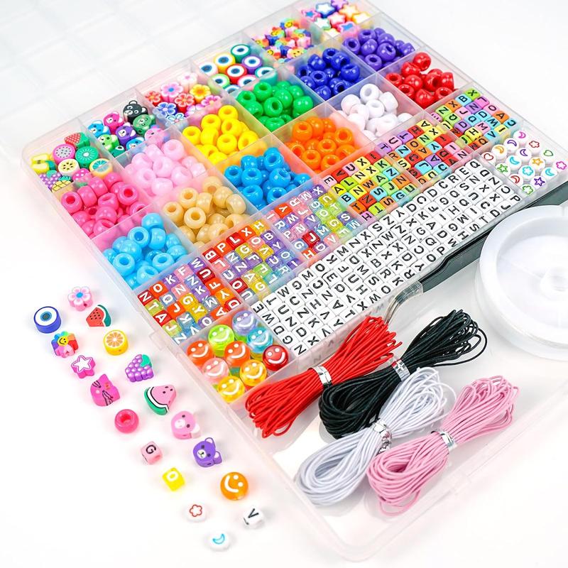 Bracelet Making Kit, Beads for Bracelets Making Pony Beads Polymer Clay Beads Smile Face Beads Letter Beads for Jewelry Making