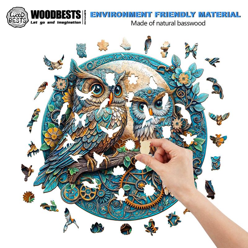 Embossed Owl Wooden Jigsaw Puzzle - Educational Toy for Kids and Adults