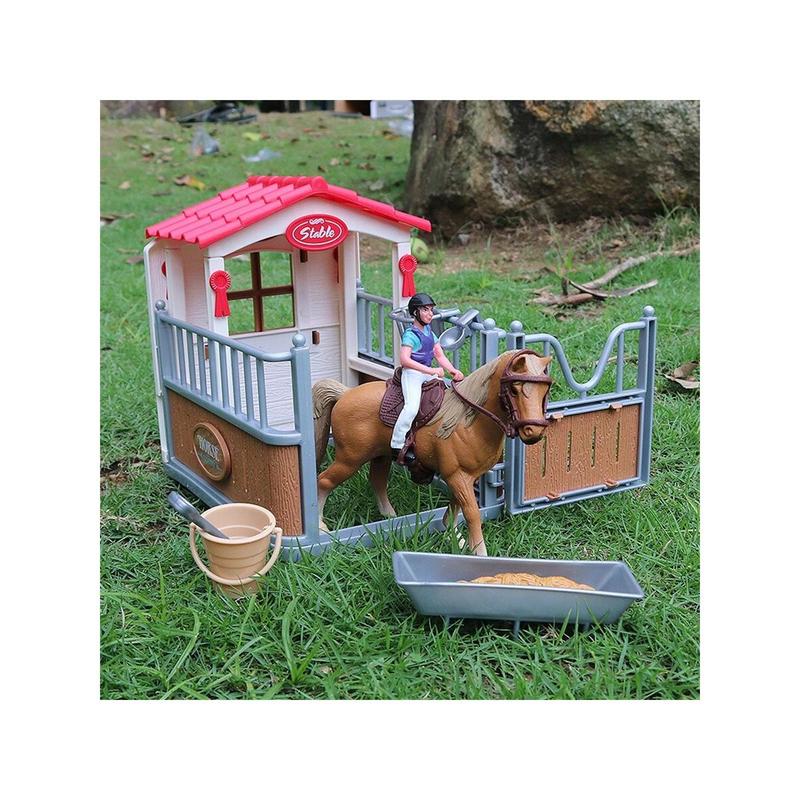 Christmas Decoration Farm Ranch Toys Stable Doll Playset Horse Club With Rider Stable Enclosure Horseback Riding Doll Animal Playset Gifts For Girls And Boys Christmas Day Gifts Children's Play House Toys