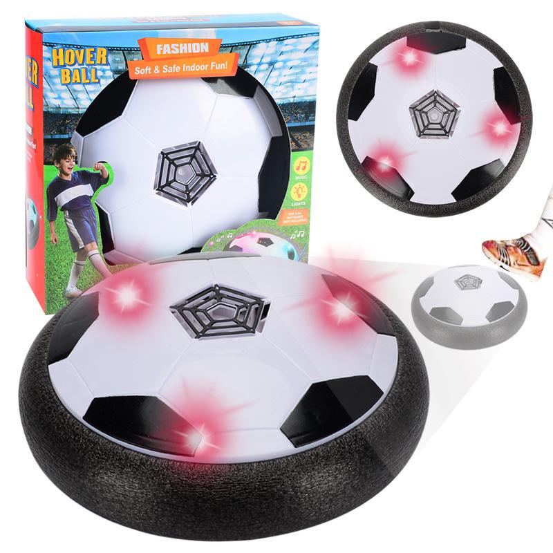 Soccer Hoverball Air Hockey Electric Power Airlifted Hover Ball Indoor Floating Airflow Hovering LED Light and Soft Bumper Battery Powered Training and Playing Age 4 and up LED Light